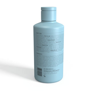 Bottle of Silvina London shampoo with usage instructions